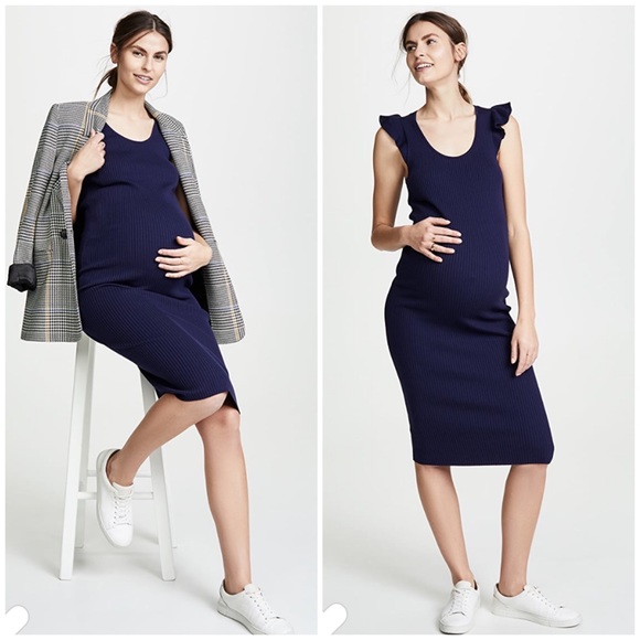 Hatch Dresses & Skirts - Hatch maternity Chloe ruffle ribbed knit dress